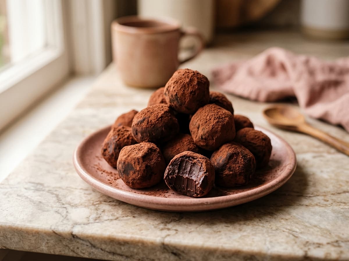Schokoladentrüffel mit Kakaopuder